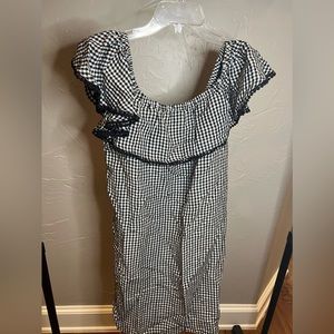 Linen-Blend Off-the-Shoulder Dress with Pockets Size M